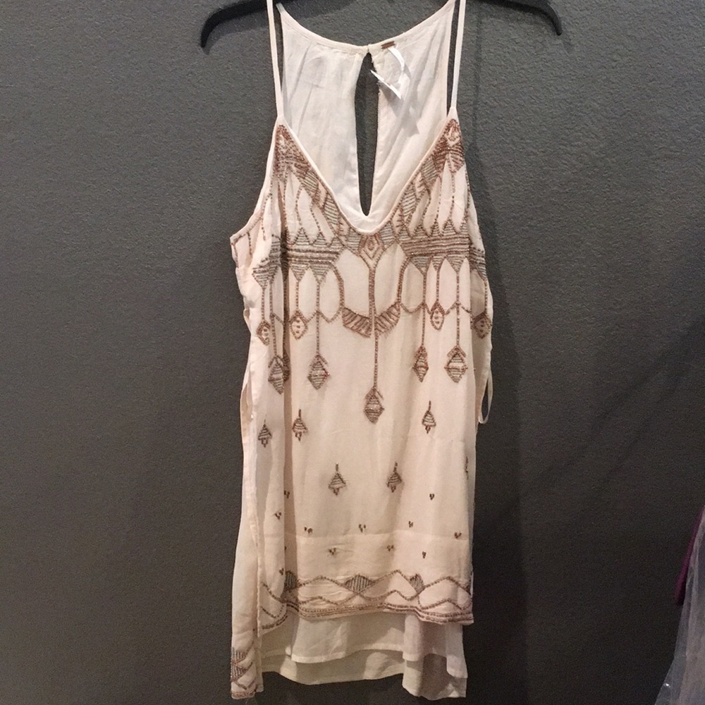 New Free people embellished v neck tunic